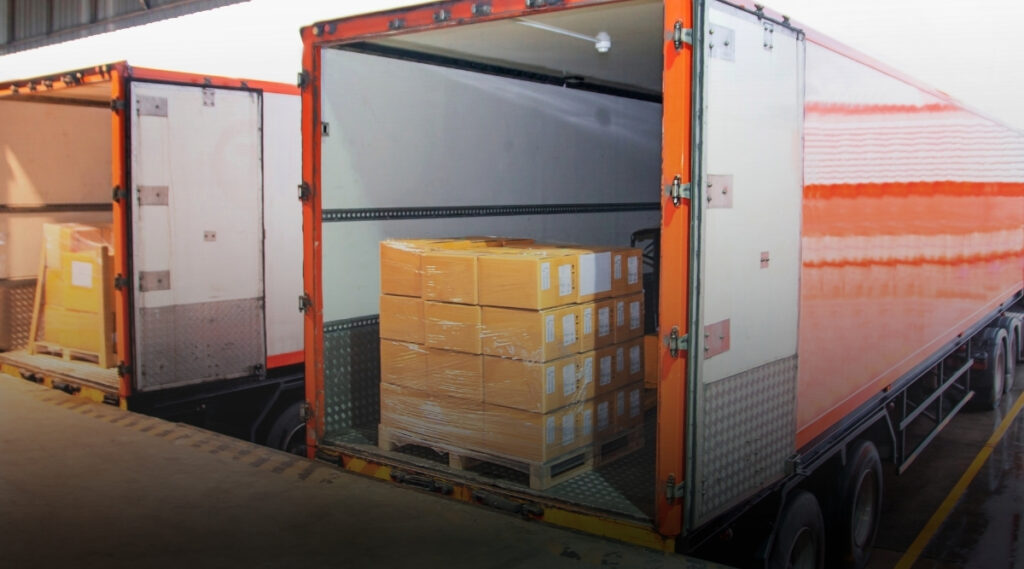 image represents cross border truck transportation.