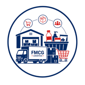 FMCG logistics icon representing warehousing, distribution, transportation, and supply chain management for consumer goods.